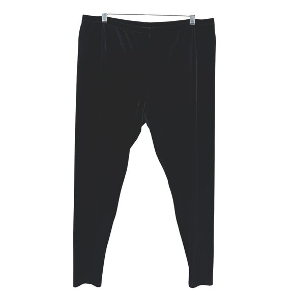 Eileen Fisher Velvet Leggings Large Black Solid Polyester Spandex PT-2607 - Picture 1 of 8